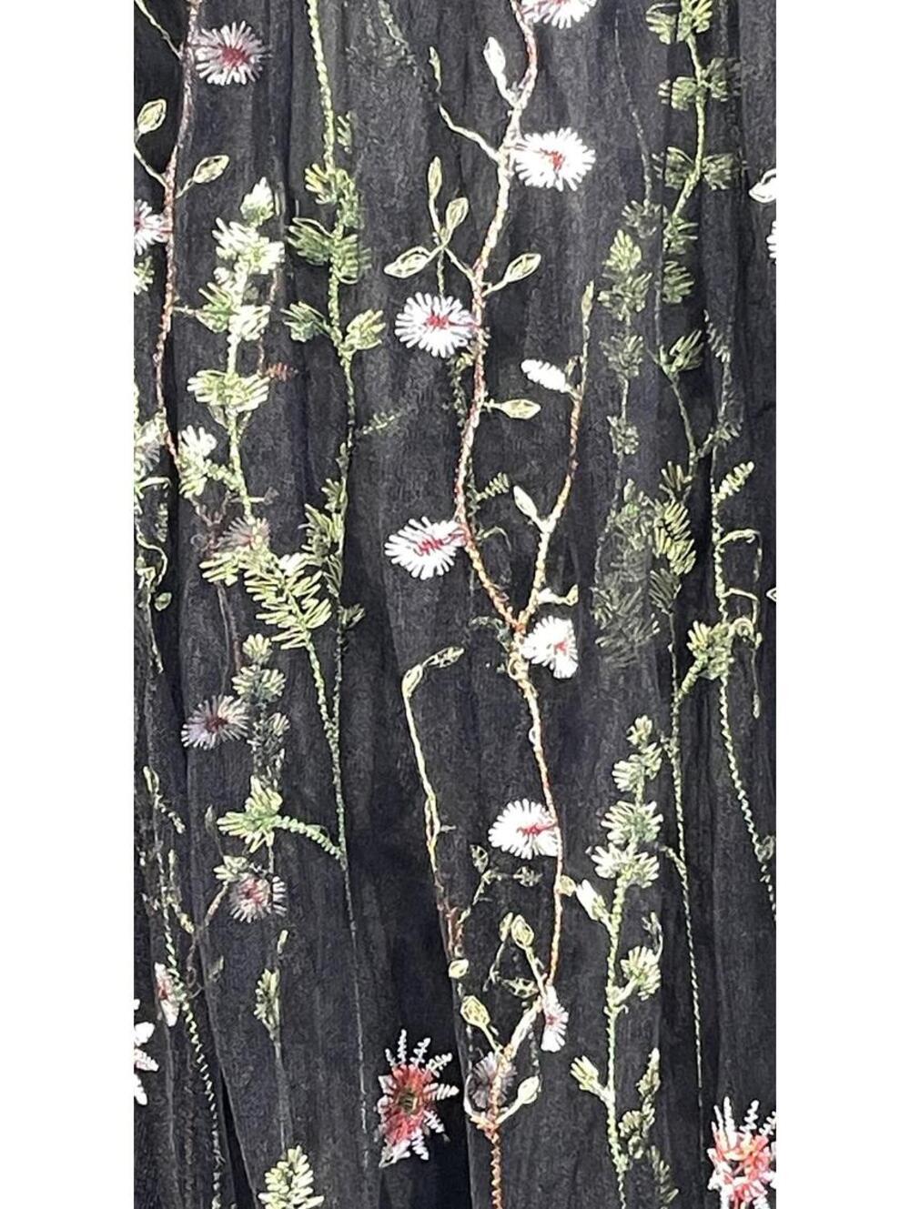 JJ's House Black Embroidered Floral Tulle Evening Dress with Ruffled Sleeves L - Picture 5 of 10